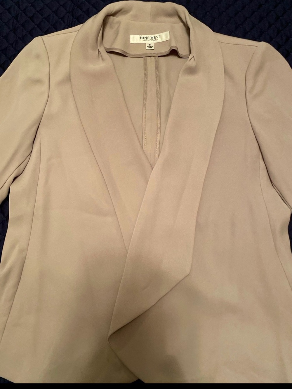 Nine West Women's Taupe Shawl Collar Draped Jacket